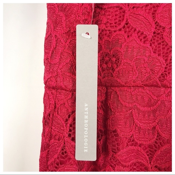 NWT‎ Anthropologie Hutch Seamed Lace Midi Dress in Red Size 0 - Picture 7 of 11